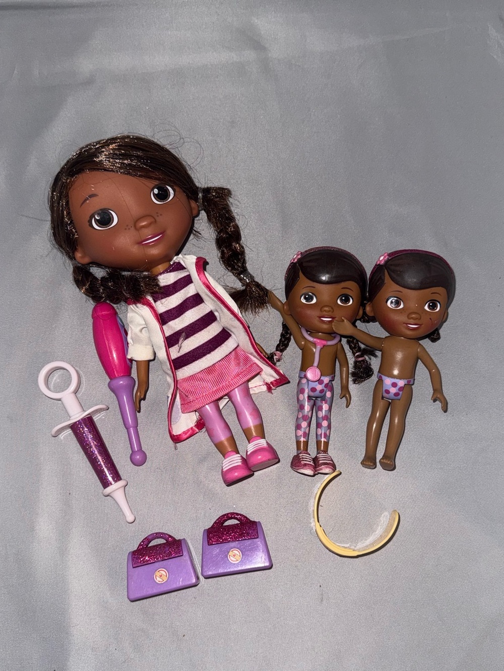 Disney Doc McStuffins lot with 3 dolls and 5 accessories